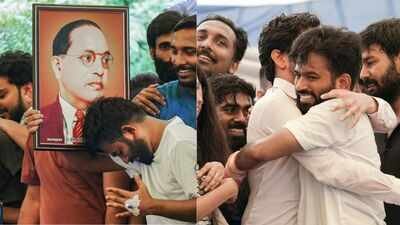 Janta Party (CJP) Founder Abhijeet Dipke, with supporters, celebrates after Union Education Minister Dharmendra Pradhan resigned and took responsibility for the NEET paper leak. (PTI Photo) Anna to Delhi via Boston: The ‘cockroach’ who sparked a metamorphosis