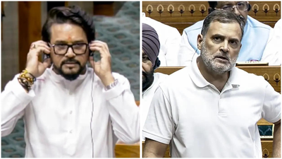 File photo: BJP MP Anurag Thakur and Congress MP Rahul Gandhi Rahul Gandhi remarks row: BJP hits back, calls Congress MP's claim 'a pack of lies'