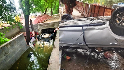 The circumstances that led to the crash are being probed, say police 20-year-old US student, army officer's son, dies as car plunges into open drain in south Delhi