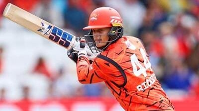 A Sunrisers Leeds batter in action at The Hundred tournament. (X@sunrisersleeds)