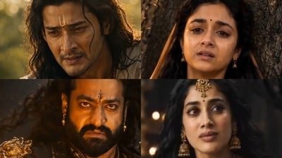 Mahesh Babu, Jr NTR, Keerthy Suresh and Janhvi Kapoor in the AI-generated Ramayana. (Pic credit: Sanatani Siddhanta) Mahesh Babu, Jr NTR, Keerthy Suresh and Janhvi Kapoor in the AI-generated Ramayana. (Pic credit: Sanatani Siddhanta)