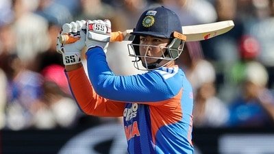 Vaibhav Sooryavanshi plays a shot during the 4th T20I against England. (ANI Pic Service) Vaibhav Sooryavanshi plays a shot during the 4th T20I against England. (ANI Pic Service)