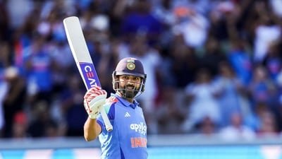 Rohit Sharma celebrates his century during the 3rd ODI against England, at Lord's in London. (ANI Pic Service) Rohit Sharma celebrates his century during the 3rd ODI against England, at Lord's in London. (ANI Pic Service)