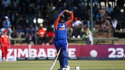India's batsman Vaibhav Sooryavanshi gestures after scoring 50. (AP)