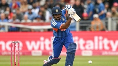 India's Sanju Samson plays a shot during the first Twenty20 (T20) international cricket match between England and India (AFP) India's Sanju Samson plays a shot during the first Twenty20 (T20) international cricket match between England and India (AFP)