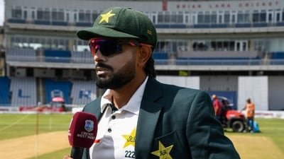 Babar Azam of Pakistan during the 1st day of 1st Test match between West Indies and Pakistan. (AFP)