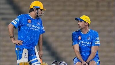 Chennai Super Kings parted ways with long-serving head coach Stephen Fleming following open and honest discussions with the management of the five-time IPL champions, Monday, July 13, 2026. Fleming is seen interacting with former Chennai Super Kings captain MS Dhoni, in Chennai, in this file photo dated Thursday, April 10, 2025. (PTI Photo/R Senthil Kumar)(PTI07_13_2026_000084B) (PTI) Chennai Super Kings parted ways with long-serving head coach Stephen Fleming following open and honest discussions with the management of the five-time IPL champions, Monday, July 13, 2026. Fleming is seen interacting with former Chennai Super Kings captain MS Dhoni, in Chennai, in this file photo dated Thursday, April 10, 2025. (PTI Photo/R Senthil Kumar)(PTI07_13_2026_000084B) (PTI)
