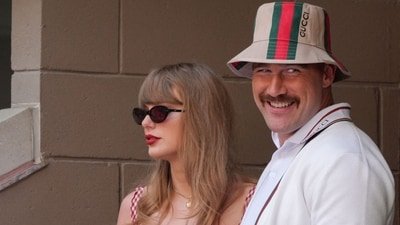 Taylor Swift and Travis Kelce attend the 2024 US Open men's final in New York, Sept 2024. (AFP)