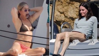 Friends co-stars Jennifer Aniston and Courteney Cox enjoy holiday in Spain alongside Pedro Pascal, Jim Curtis Friends co-stars Jennifer Aniston and Courteney Cox enjoy holiday in Spain alongside Pedro Pascal, Jim Curtis