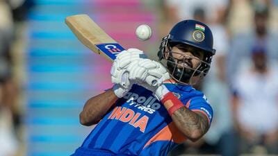 India skipper Shreyas Iyer bats during the final T20I against England at the Rose Bowl in Southampton on Saturday. (AP)