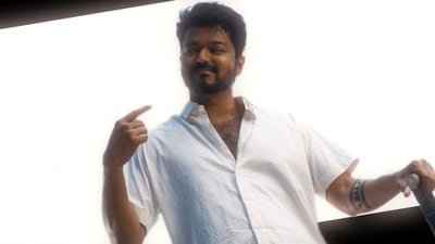Vijay in a still from his final film, H Vinoth's Jana Nayagan. Vijay in a still from his final film, H Vinoth's Jana Nayagan.