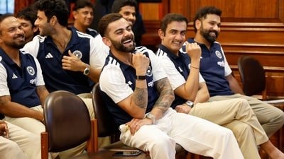 Virat Kohli, Gautam Gambhir and Rohit Sharma were all smiles (BCCI- X) Virat Kohli, Gautam Gambhir and Rohit Sharma were all smiles (BCCI- X)