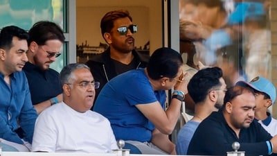 MS Dhoni was spotted in the stands during the third T20I between India and England. (BCCI)