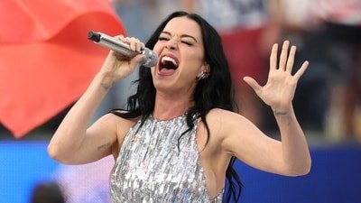 Katy Perry reacts after her song "Firework" was used in a White House TikTok video. (REUTERS)