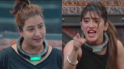 Shivangi Joshi loses her cool at Shilpa Shinde in Lock Upp. Shivangi Joshi loses her cool at Shilpa Shinde in Lock Upp.
