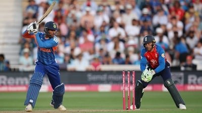 Tilak Varma has failed to make an impact with the bat vs England. (Action Images via Reuters)