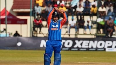 India's Vaibhav Sooryavanshi gestures as he celebrates 50 runs during the first T20I vs Zimbabwe. (AFP) India's Vaibhav Sooryavanshi gestures as he celebrates 50 runs during the first T20I vs Zimbabwe. (AFP)