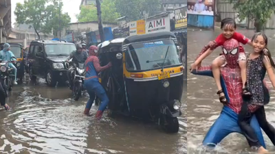 A content creator dressed as Spiderman assisted stranded commuters on Bhiwandi's flooded streets. Watch: 'Spiderman' takes charge on rain-hit Bhiwandi streets as civic chaos unfolds