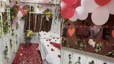 A viral video showed an Indian Railways First AC cabin transformed into a honeymoon suite. Balloons, roses, 'I Love You': First AC cabin turned into 'honeymoon suite', TTE suspended after video goes viral