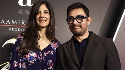 Bollywood actor Aamir Khan with his partner Gauri Spratt. (PTI Photo) (PTI)