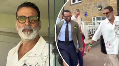 Akshay Kumar debuts white-bearded look at India vs England match; leaves Saif Ali Khan, Taimur in splits after taking a tumble - WATCH