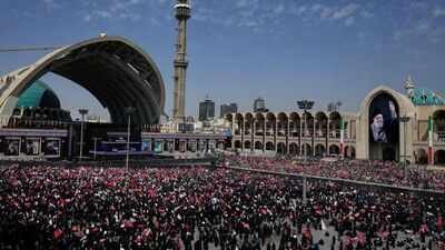 Mourners attend the start of the dayslong funeral ceremonies for slain Iranian Supreme Leader Ayatollah Ali Khamenei and members of his family Did Iran force people to attend Khamenei's funeral in large numbers? What report claims