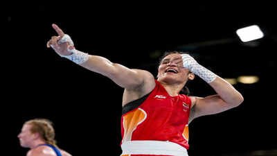 India's Arundhati Choudhary celebrates after defeating Wales' Rosie Eccles. (PTI Photo) Perfect 5-0! Indian boxers storm into CWG 2026 finals after dominant semifinal sweep
