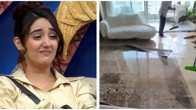 Ashnoor Kaur shared several members of staff were busy cleaning the floor of her apartment. Ashnoor Kaur shared several members of staff were busy cleaning the floor of her apartment.