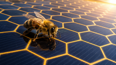 Image: AI Generated Bees solved an engineering problem with their hive millions of years ago. Scientists are now copying it for improved solar panels