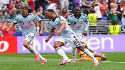 Belgium's Youri Tielemans (8) celebrates after scoring during the World Cup Round of 32 match against Senegal. (AP Photo) Belgium vs Senegal, FIFA World Cup Match Result: Belgium seal Round of 16 spot with dramatic last-gasp penalty winner