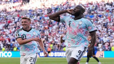 Belgium's Romelu Lukaku (9) celebrates after scoring his team's fourth goal. (AP Photo) 'Overturn this': Belgium's savage post after crushing USA to reach FIFA World Cup quarter-finals