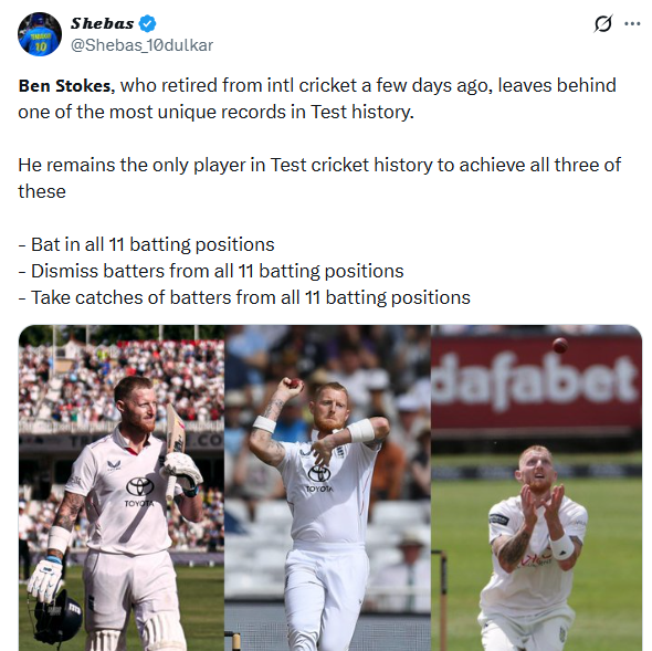 Ben Stokes unique stat