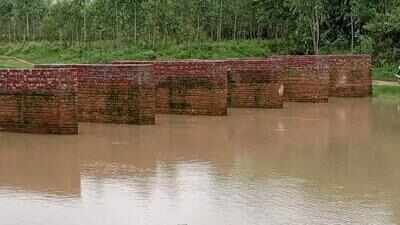 Bridge across river Bahalla beig constructed 40 villages pool funds to build own bridge