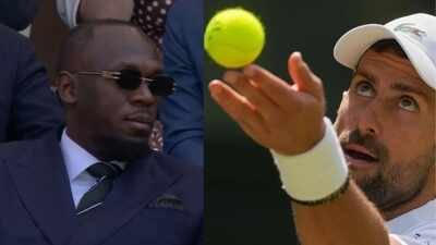 Usain Bolt and Novak Djokovic 'Fastest man alive' watches tennis great: Usain Bolt turns up for Novak Djokovic's Wimbledon clash - Watch