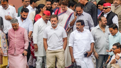 Congress MPs huddle at Rahul Gandhi's house amid NEET standoff with govt (File photo) 'Students are not alone': INDIA bloc MPs march to Gandhi Smriti after meet at Rahul's house — top developments