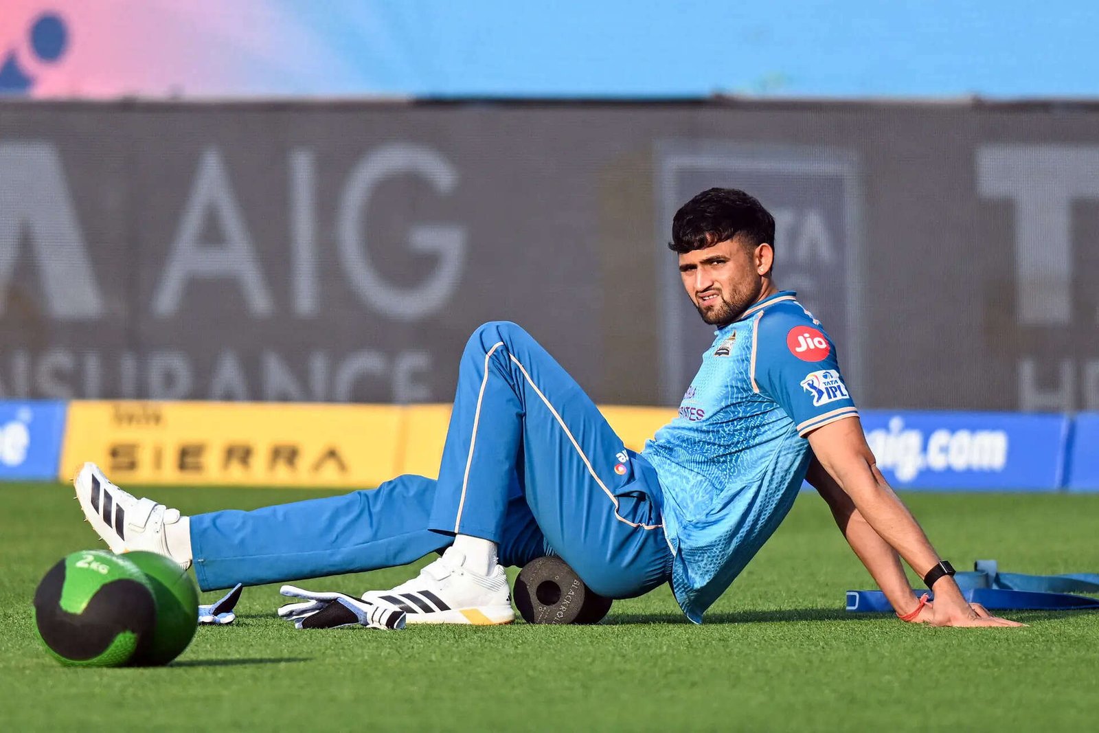 Dharamshala, May 26 (ANI): Gujarat Titans' Ashok Sharma during a warm-up session...