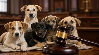 Modifying the orders of the trial court, Justice Girish Kathpalia directed that three rescued pet dogs be returned to their adoptive owners. (AI image) Paws over property: Delhi High Court says pets are family, returns dogs to adoptive owners