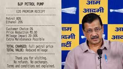 Kejriwal alleged that govt has asked automobile manufacturers to publicly endorse the use of E20 fuel. 'BJP petrol pump': AAP shares 'E20 premium receipt' in dig over ethanol blending