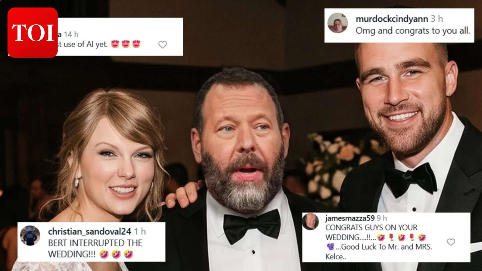 Fans join Travis Kelce in reacting to the AI wedding image<br>