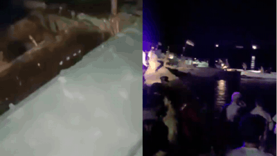 Ferry sank following a collision with a bridge ( X ) Watch: Ferry sinks after hitting bridge in Syria, at least two children killed
