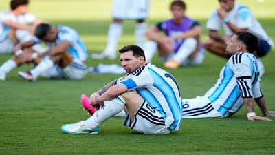Argentina's Lionel Messi at the end of the World Cup final. (AP Photo) 'Your tears are our tears, Captain': Heartbroken Lionel Messi breaks down after World Cup final defeat - Watch