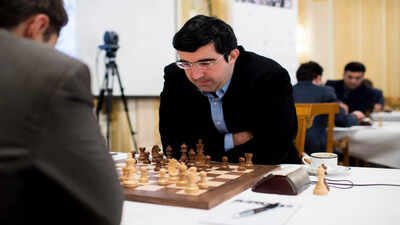 Russian chess grandmaster Vladimir Kramnik (Ennio Leanza/Keystone via AP) What is next for Vladimir Kramnik after chess legend handed two-year ban by FIDE?