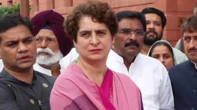 File photo: Congress MP Priyanka Gandhi 215 academicians slam Priyanka for 'gaumutra' remark