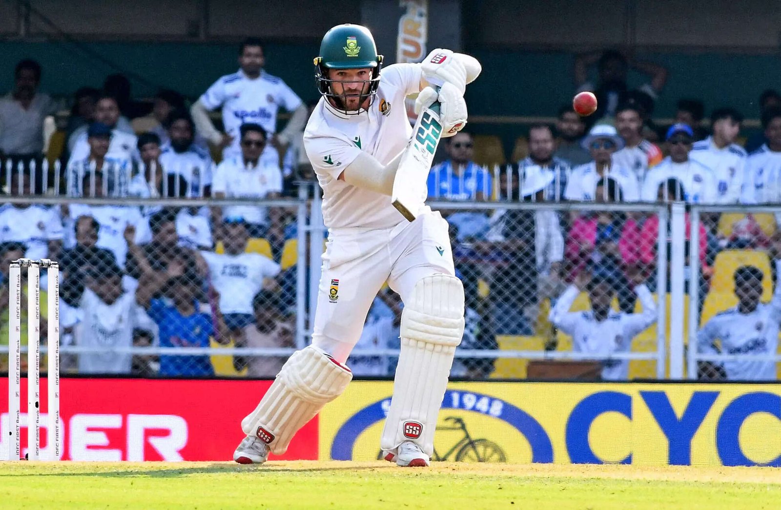 Guwahati, Nov 22 (ANI): South African batter Wiaan Mulder plays a shot during th...