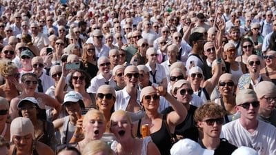 ‘The Bald-Es’ gather in Hyde Park, London, ahead of the concert this month. ‘The Bald-Es’ gather in Hyde Park, London, ahead of the concert this month.