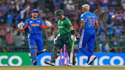 India's Hardik Pandya, right, celebrates with teammate Ishan Kishan (AP Photo) India and Pakistan to face each other three times? ICC's new World Cup format explained