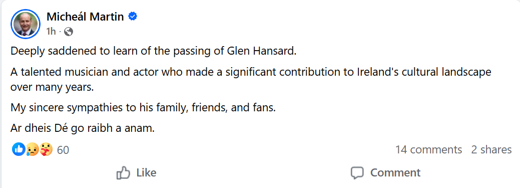 Irish President Micheal Martin's post