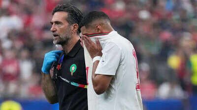 Ismael Saibari leaves the field after being injured during the round of 16 match against Canada. (AP Photo) FIFA World Cup: Big blow for Morocco ahead of France quarter-final as Ismael Saibari ruled out