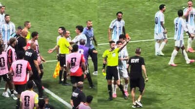 Tempers explode as Lionel Messi clashes with Egypt coach. (Video grabs) Tempers explode as Lionel Messi clashes with Egypt coach, staff member sent off in dramatic World Cup scenes | Watch