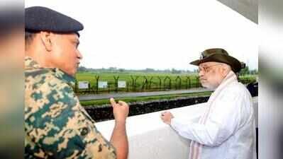 Union home minister Amit Shah at BSF’s Jumagach Border Outpost in Siliguri corridor on Saturday Shah: Smart border grid plan to be first implemented in Bengal